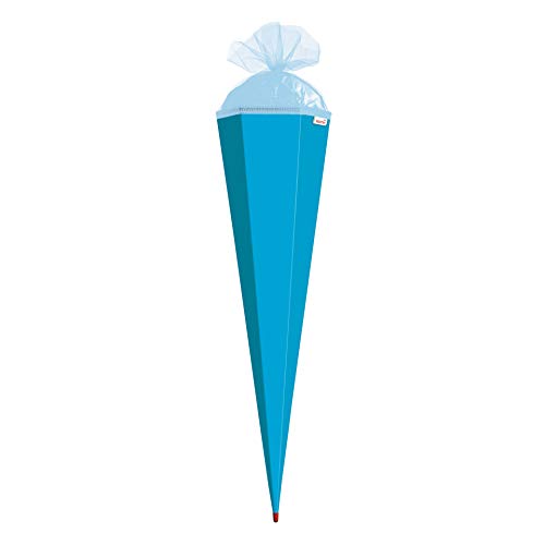 ROTH Bastelschultüte 85cm pazifikblau blau - Schultüte mit Stabiler Rot(h)-Spitze mit Tüll-Verschluss