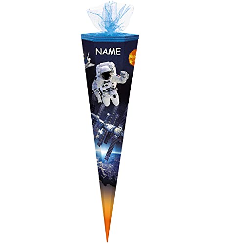 alles-meine.de GmbH Schultüte Größe + Motiv wählbar inkl. Name - 6 eckig - Zuckertüte - Tüllabschluß - Junge - Astronaut Weltraum Weltall Raumschiff Rakete Sterne Raumfahrt S..