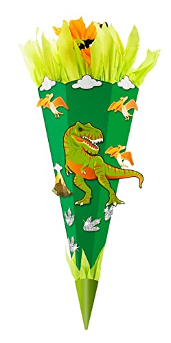 goldbuch 97 721 Schultüten-Bastelset Dino, 3D Zuckertüte ca. 70 cm, Schultüte zum Basteln und Gestalten, Geschenktüte für Jungen und Mädchen, aus Karton, zur Einschulung und Schulanfang