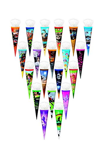 20x Schultüte - Zuckertüte - 35cm - mit Tüllverschluß - 20 verschiedene Motive